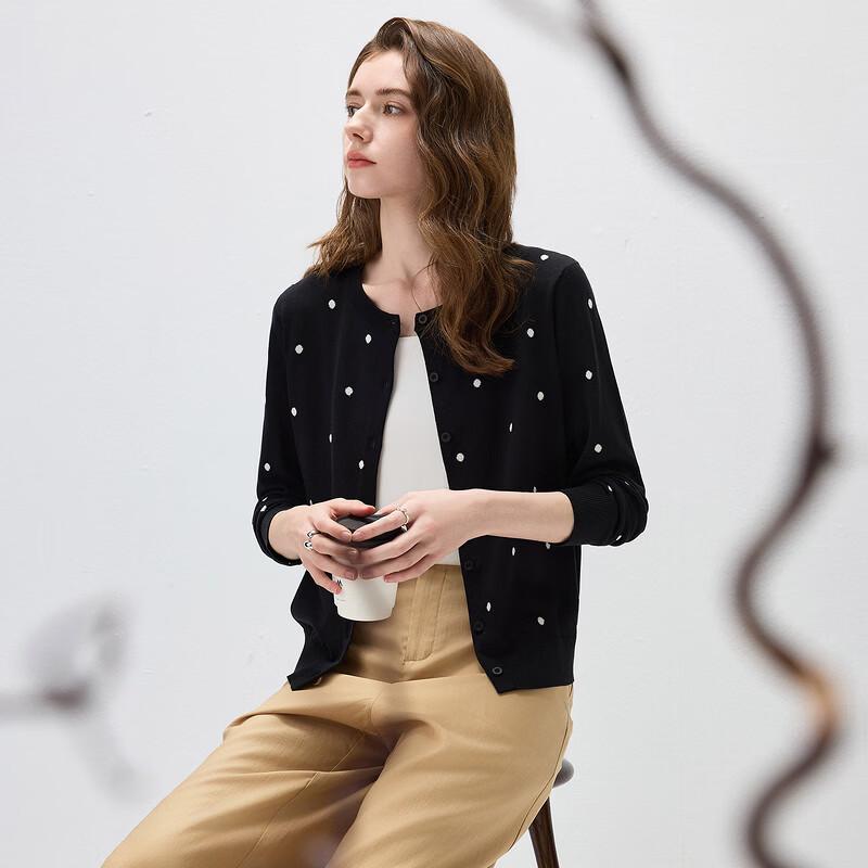 Comon Boca Women's Polka Dot Lyocell Tencel Knit Cardigan