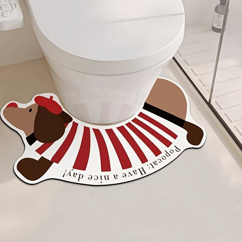 1pc Cute Dachshund Bath Mat, Soft Diatomite, Non-Slip & Absorbent Oval Rug for Bathroom