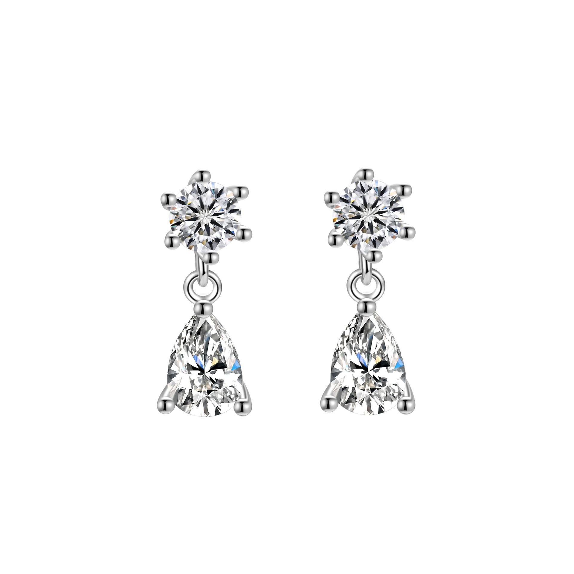 

Simple Exquisite Water Droplets Earrings Sterling Silver 925 Cubic Zirconia Hypoallergenic Earrings Jewelry Gift for Women серебряный