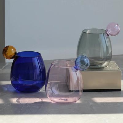 Kreativer Kugel-Wasserbecher mit großem Bauch Geschenk Kontrastfarbe Niedlich Hitzebeständiges Glas Tasse Kaffee Saft Milch Smoothie Weinbecher 400ml