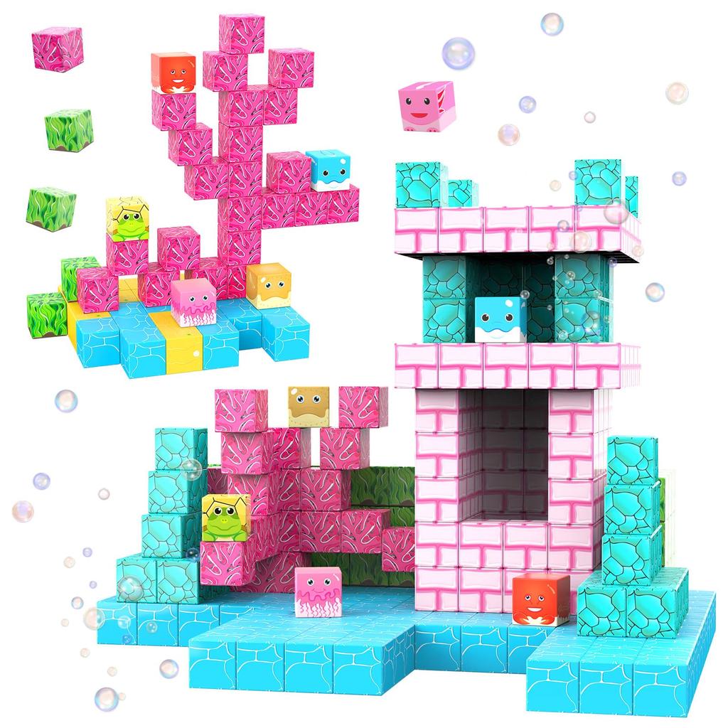 TYORORO Magnetic Blocks Journey To the Ocean World Large Size 33mm Magnetic Cubes Building Blocks 56PCS Magnetic Blocks Magnetic Toys Magnetic Toys