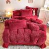 3Pcs Fluffy Black Plush Shaggy Duvet Cover +2Pcs Pillowcases Zipper Bedding set Soft Velvet