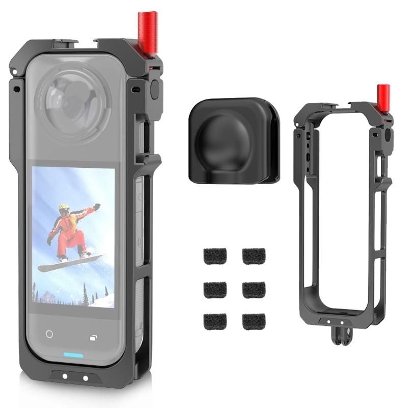 Aluminum Protective Frame Camera Cage For 360 X5 Action Camera With Cold Shoe Mount And Toolless Installation