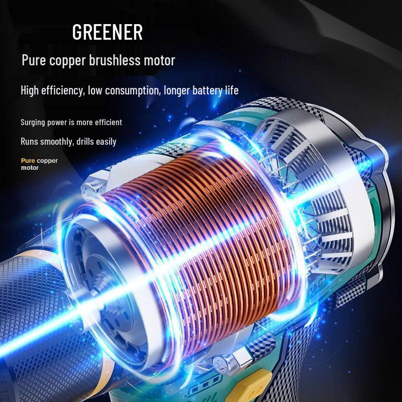 Compact Brushless Electric Hand Drill - Rechargeable Lithium, Multipurpose Impact Drill for Home and Wall Applications