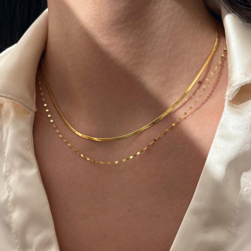 Doppellagiges stapelbares Schlüsselbein-Ketten-Halsketten-Set - Leichter Luxus Titanstahl Schmuck für Damen