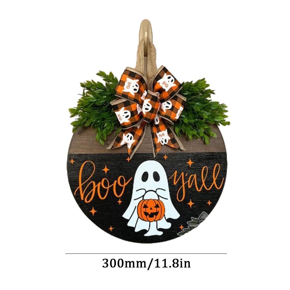 Halloween Backyard Door Hanger Round Door Decor Plaques Wooden Exquisite for Courtyard Fence