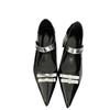 2025 autumn and winter beautiful girl department, thick heel metal buckle foot cuff pointed professional women's single shoes