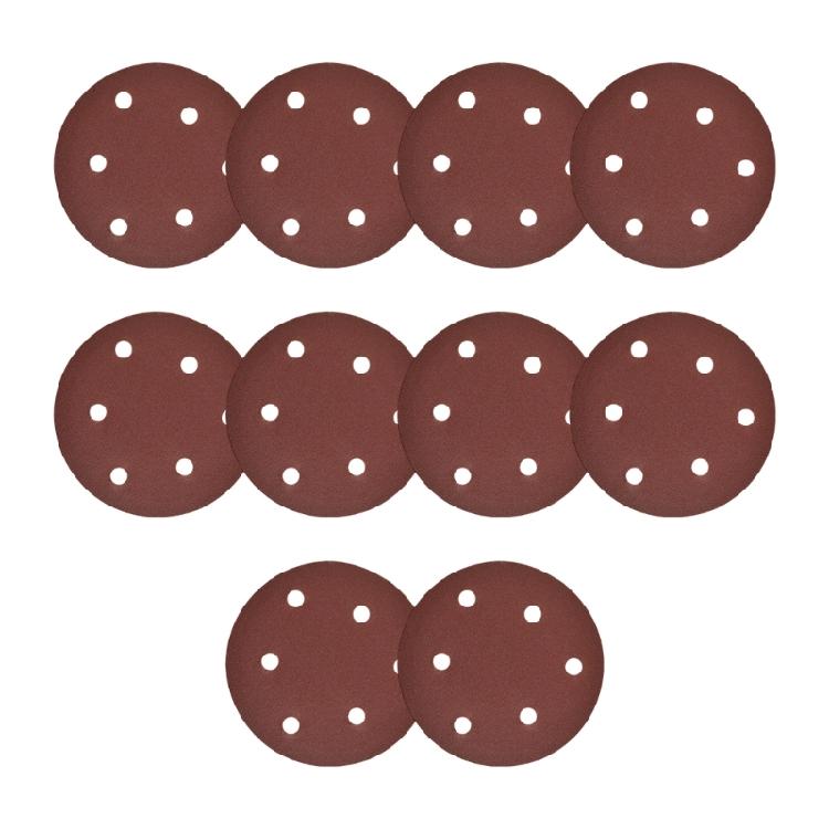 Pack of 10 120mm 6 Hole Sandpaper Sanding Discs Pads For Variable Speed Grinders And Surfaces Preparation