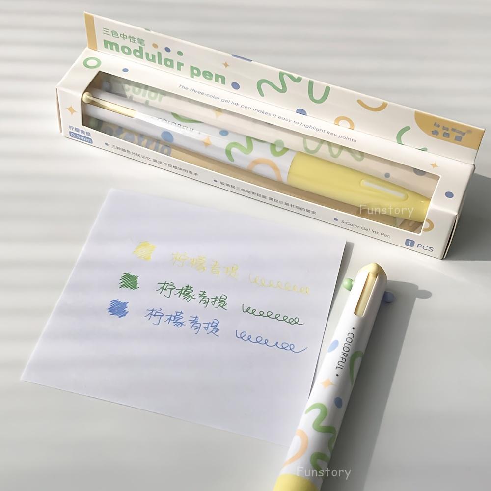Single Pack Multi-color Gel Pen/0.5mm 3-Color Pen/Marker Journal Pen/Triangular Barrel Drawing Pen/Study & Office Supplies