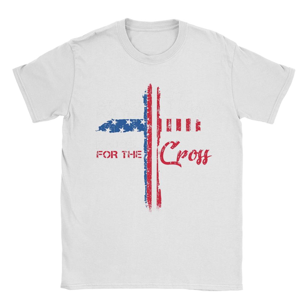 Stand For The Flag I Kneel For The Cross T-Shirt Summer  Cotton T-Shirts For Men Hip Hop Casual Tshirt Short Sleeve Clothing