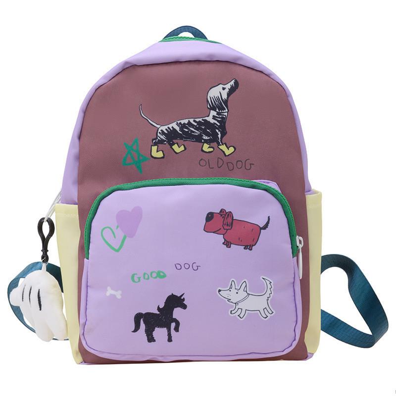 Adorable Cartoon Oxford Cloth Backpack For Kids In Pink Or Purple For School Use