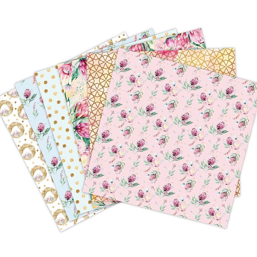 24 Sheets Floral Craft Paper Pads Cutting Dies Art Background Origami Scrapbooking Card Making.