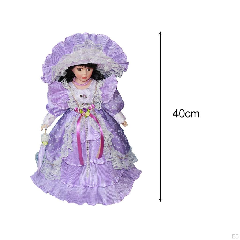 Porcelain Doll with Intricate Dress Design for Home Decor