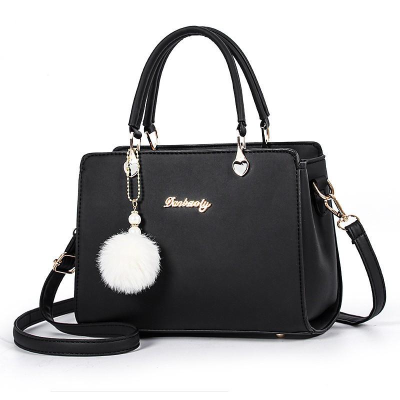Double-Use Large Capacity Ladies Handbag Shoulder Crossbody Commuter Fashionable Canvas Material Artificial Leather Lining Zippe
