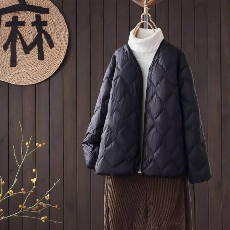 MODE 2024 neue winter licht modische weiße ente unten raute lose kurze unten frauen warme trendy Kleidung