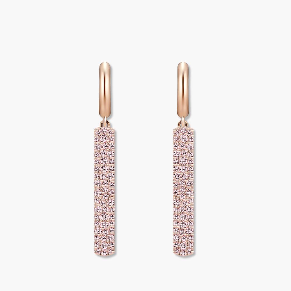 Monograph Piper Earrings Mger0399 14K Gold Plated (Rose Gold + Pink Cubic Zirconia)