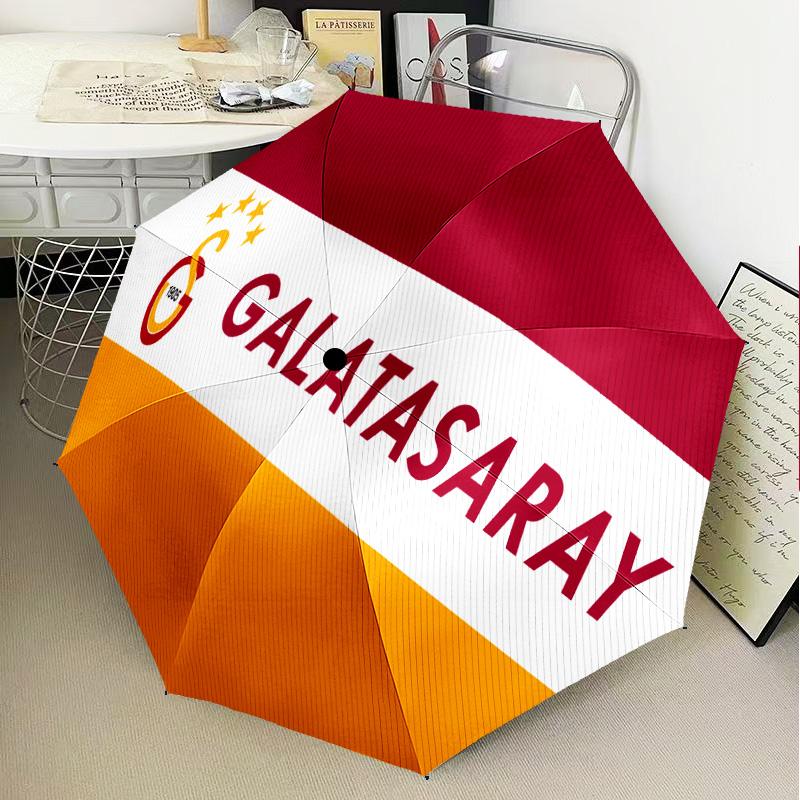 Galatasaray Football Club Automatic Folding Umbrella - 8-Rib Travel Umbrella with Auto Open/Close & Portable Gifts for holidays or birthdays