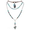 Western Beaded Layered Necklace Bohemian Clavicle Chain Turquoise Beads Pendant Necklaces  Gifts