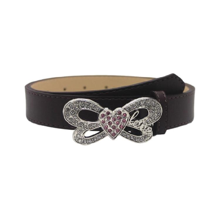 Shinning PU Belt with Rhinestone Buckle Woman Girl Decorative Belt for Skirt