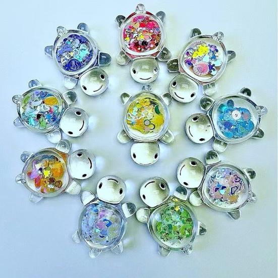10 Pcs Mini Turtle Ornaments Miniature Turtles with Glow-in-the-Dark Sequins Mini Turtle Figurines for Planter Terrarium Decoration Miniature Gardens