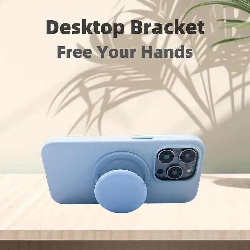 New Korea INS Style Macaron Color Silicone Round Pattern Strong Magnetic Griptok Bracket Desktop Holder For IPhone 17 Pro Max