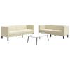 Vidaxl 2-Cz. Chesterfield Lounge Set, Cream, Faux Leather