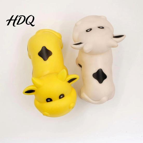 Pinch Resistant Toy Squeaky Cow Squeeze with Realistic Sound Soft TPR Fidget for Stress Rubber Ball Relief & Pranks Cute Farm Animal-Shaped