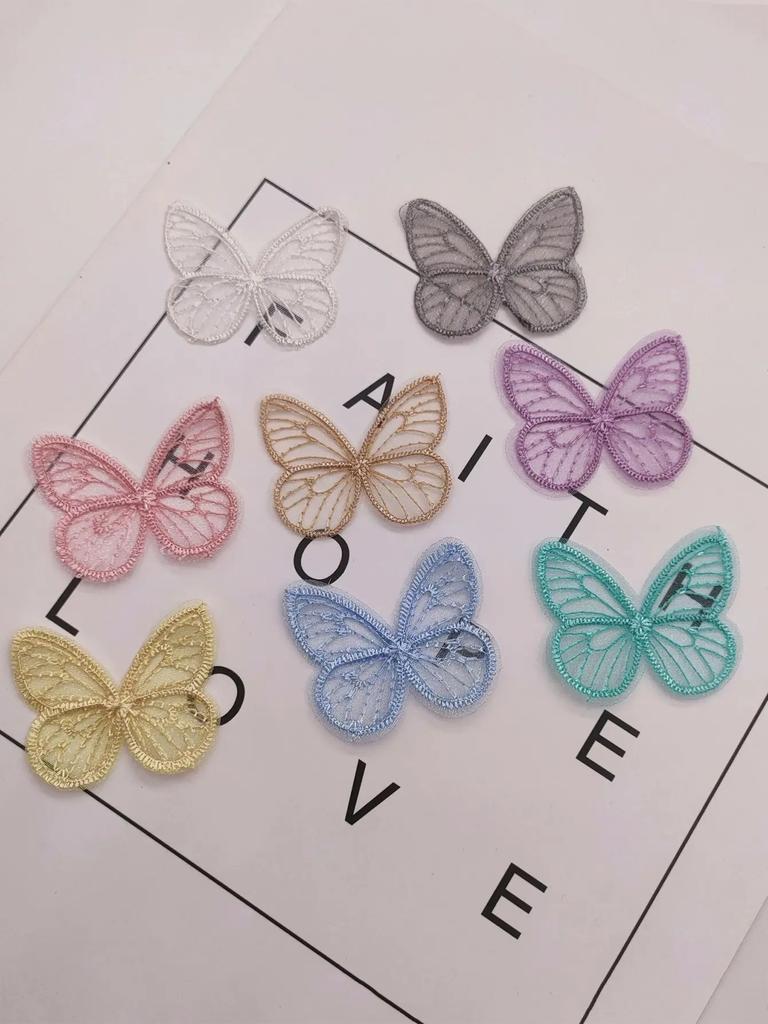 10pcs-Embroidered butterfly headwear accessories, hair clips, patches, patches, clothing, shoes, socks, accessories