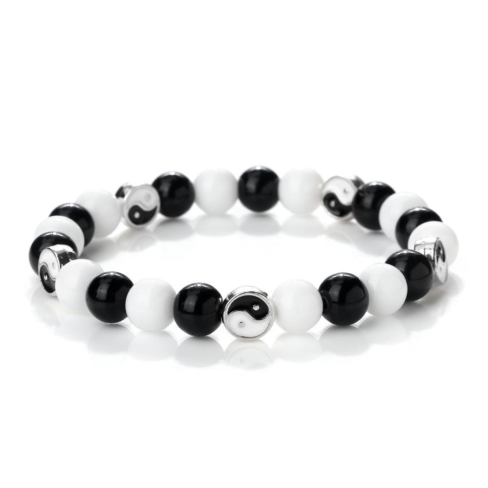Chinese Style Turquoise Tai Chi Beaded Elastic Bracelet for Women – Unique and Simple Design