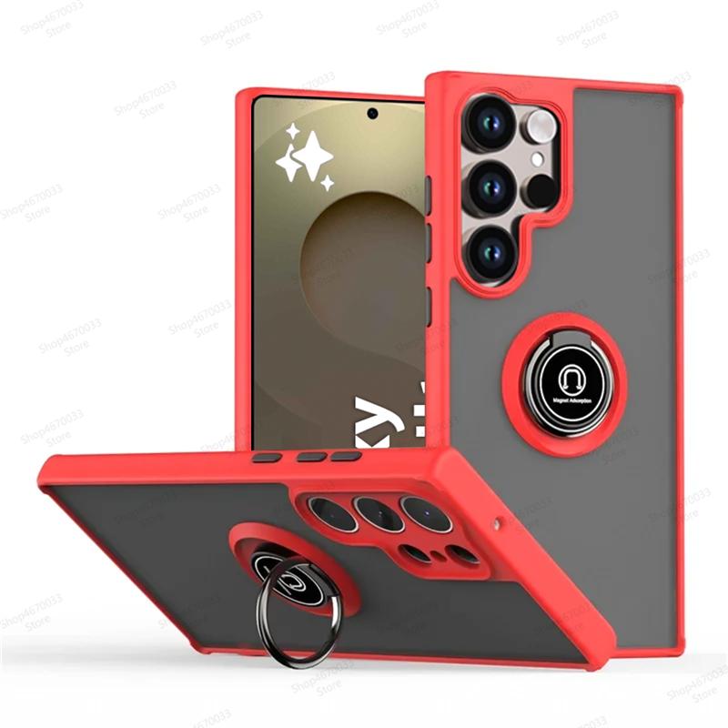 Magnetický kryt na telefon s držákem prstenu pro Samsung Galaxy S25 S24 S23 S22 S21 S20 Ultra Plus FE Note 20 Ultra Nárazuvzdorný kryt Fundas