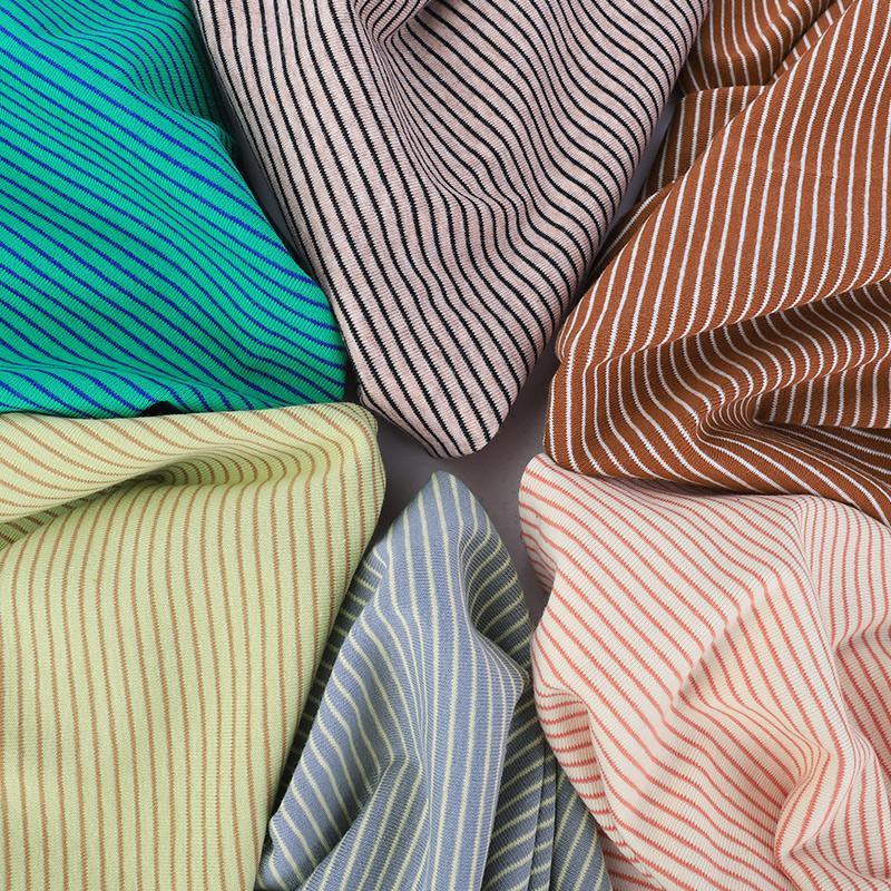 wide 1mm stripe 97% cotton+3% spandex knitting elastic fabric DIY sewing clothing cloth 175cm wide 100% tissu