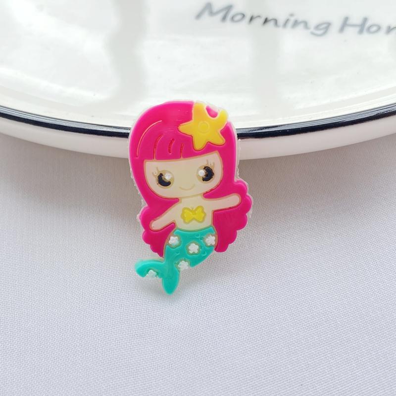 10pcs New Cute Cartoon Mermaid Series PVC Flexible Glue Flat Back DIY Scrapbook Embellishment Phone Craft Decoration