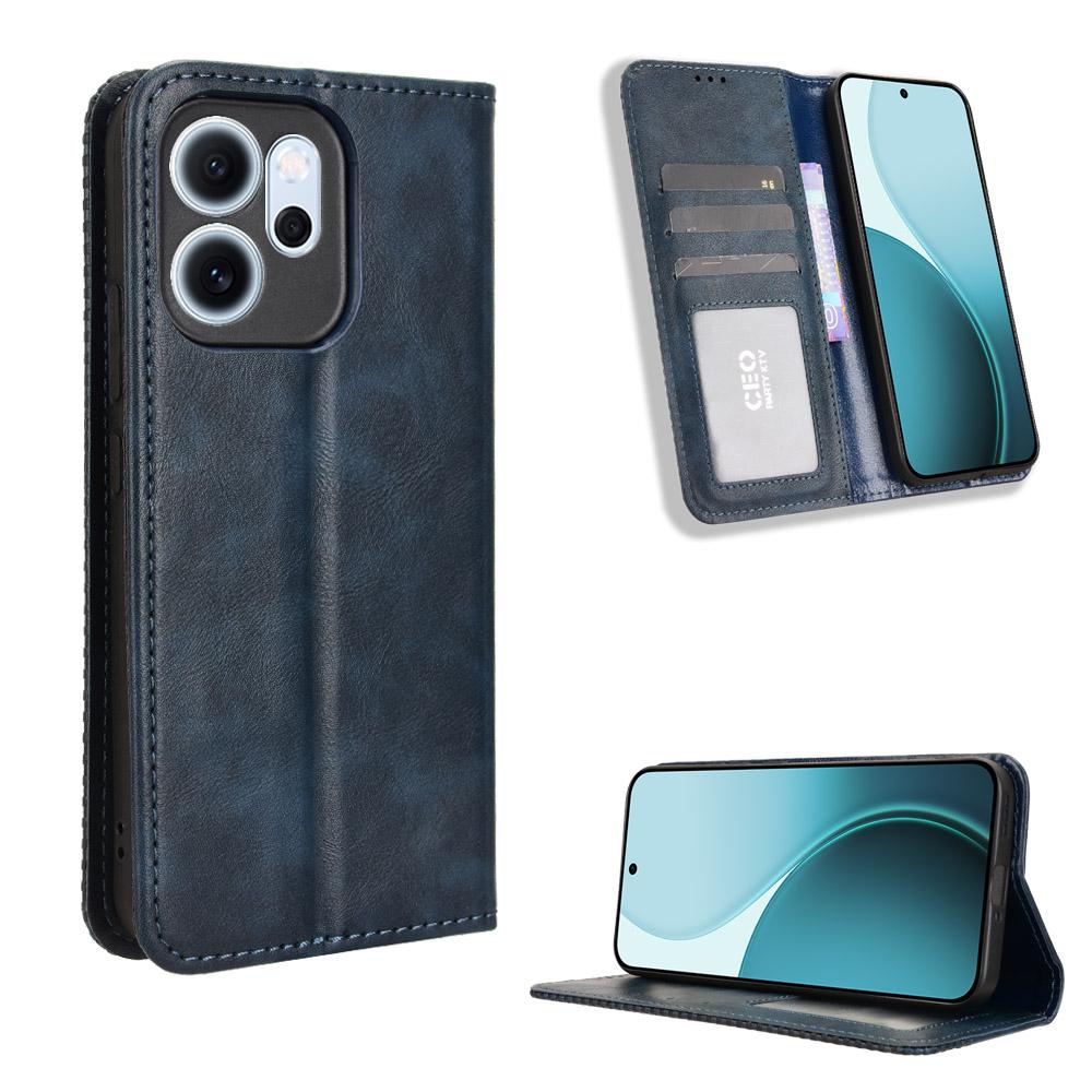 For Oppo Reno14 F 5G Leather Case Wallet Stand Retro Texture Phone Cover