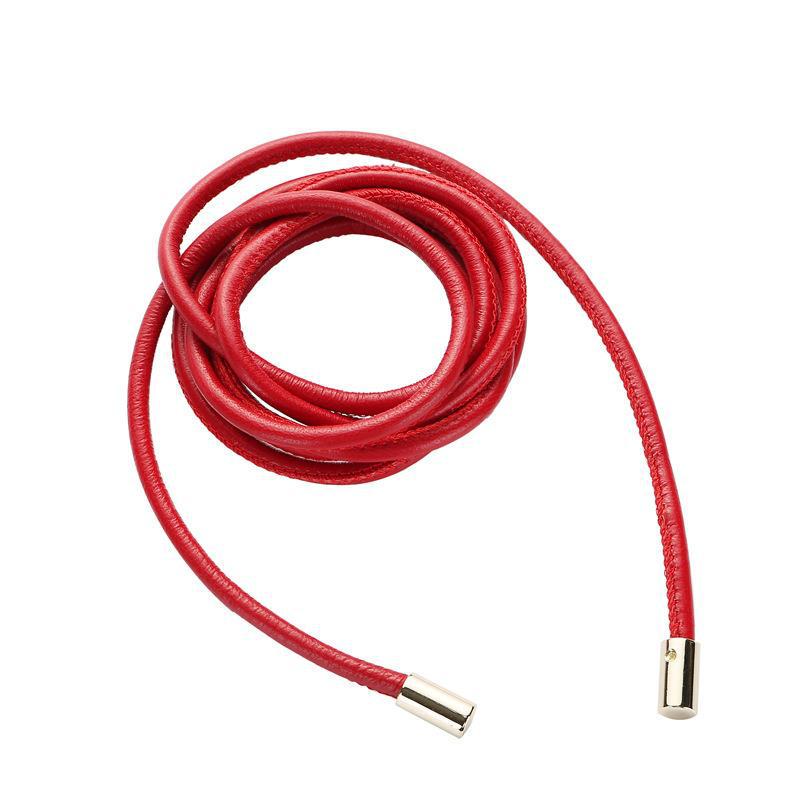 

Женский тонкий кожаный ремень: Трендовый европейский и американский дизайн узла для летних платьев 165cm красный