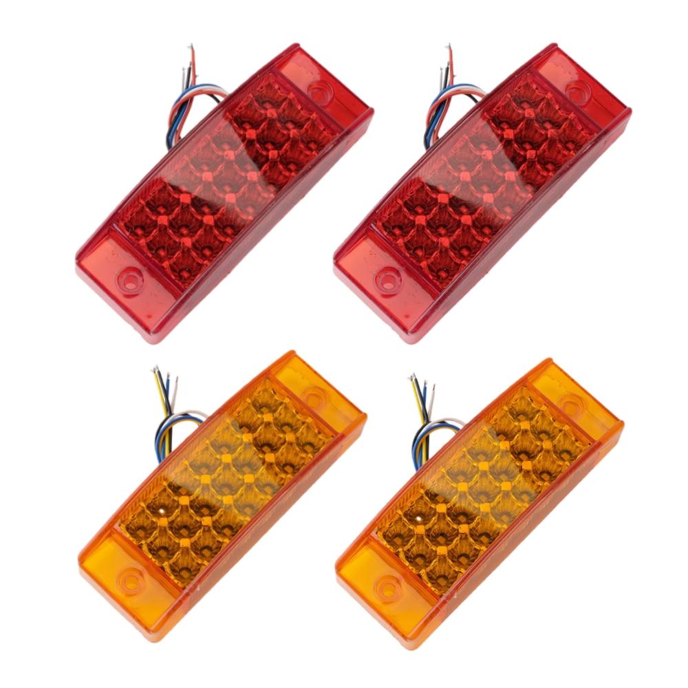 4PCS 21LED Clearance Side Marker Lights Truck Trailer 12V-24V Turn Signal Light DRL Red Rear Tail Running Flowing Light