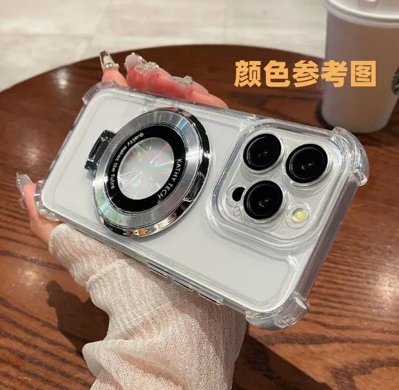 Clear Electroplated Magnetic Stand Protective Case SamSung for Galaxy S25 S24 S23 Ultra Plus A16 A26 A36 A15 A25 A35 A55 Cover