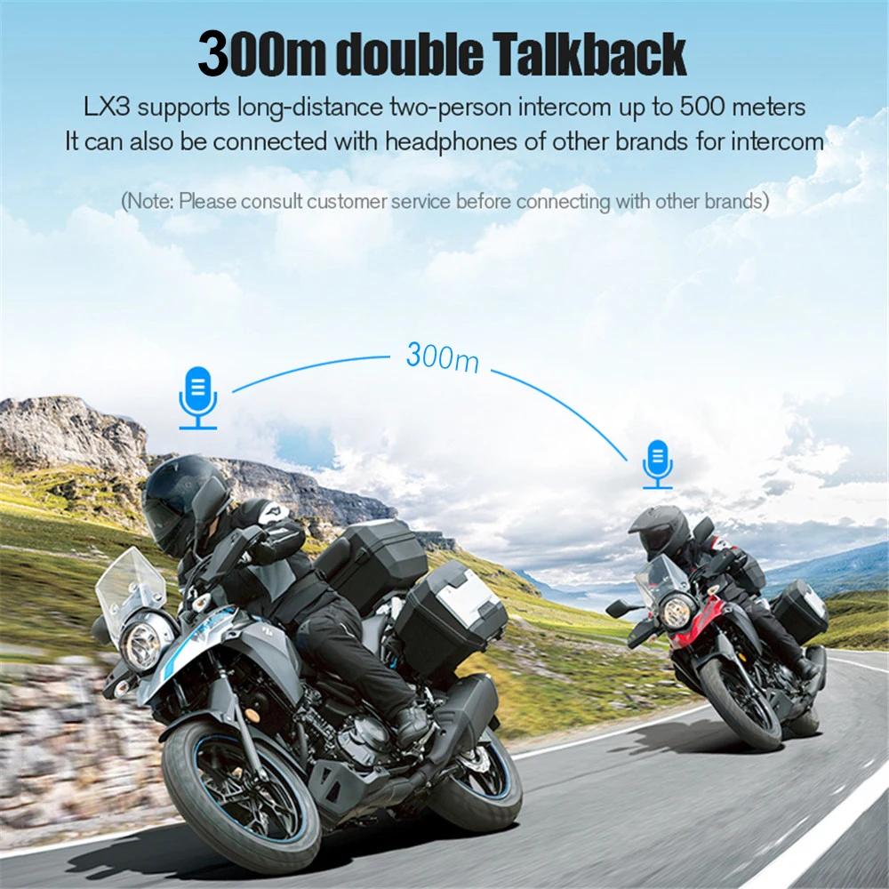 1/2x LX3 Bluetooth Intercom Motorcycle helmet bluetooth headset 2 Rider intercomunicador Moto Interphone Headset Wireless BT5.0