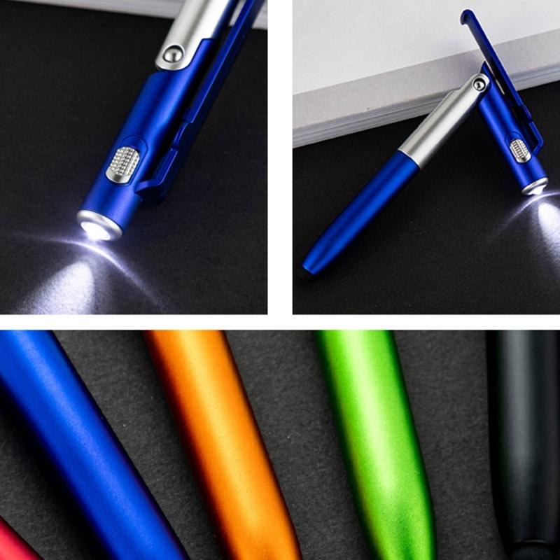 5 Stück Mehrzweck-Kugelschreiber mit Stylus, LED-Licht, faltbarem Handyhalter, Geschäftsgeschenk-Stift für Büropersonal