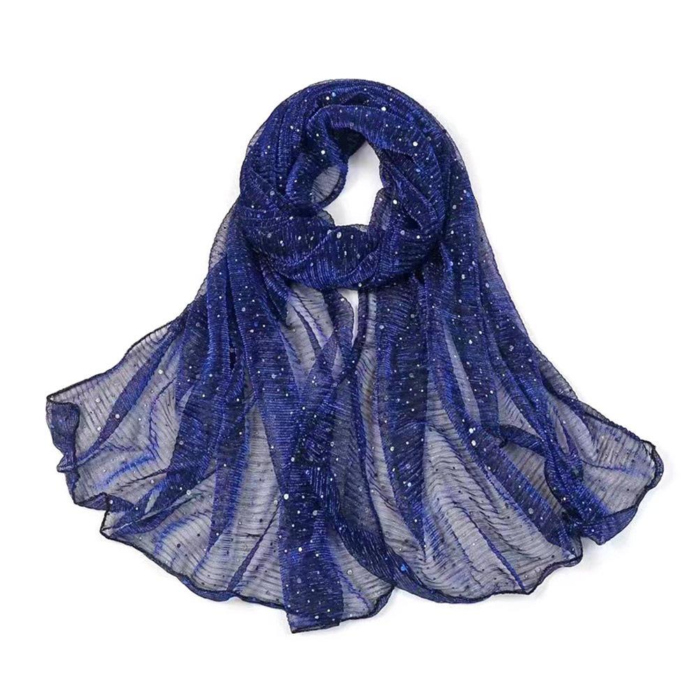 155×70cm Sequin Scarf Thin Transparent Hijab Luxury Headscarf  for Women
