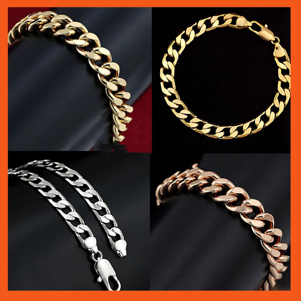 Classic Vintage Simple Flat Curb Cuban Chain Bracelet Punk Gothic Jewelry