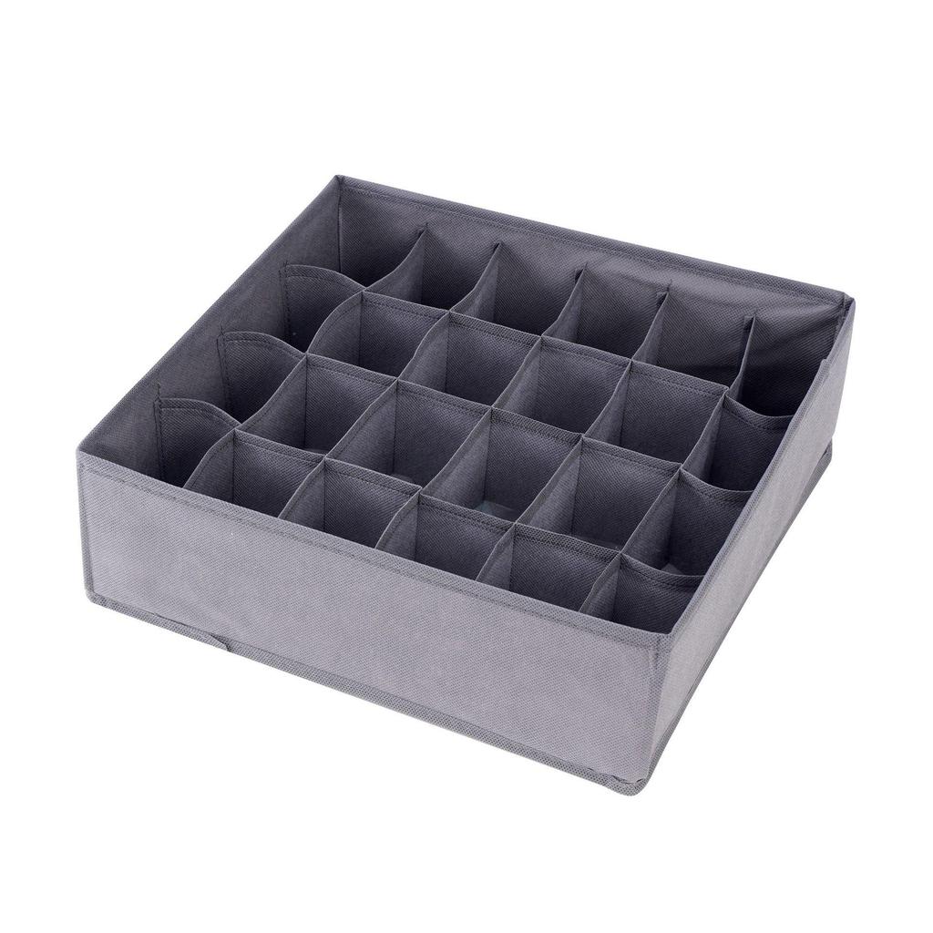 Foldable Underwear & Socks Storage Box with Dividers - Wardrobe Organizer for Bras and Panties.