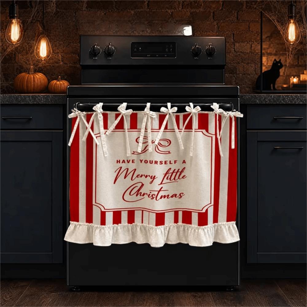 Decorative Kitchen Stove Curtain Lace-up Design Cabinet Curtain Christmas Oven Curtain Partition