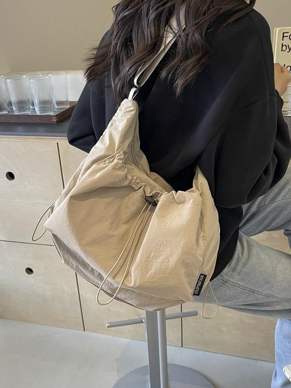 Borsa a tracolla alla moda in nylon con design pieghevole e tasca per smartphone per l'uso quotidiano