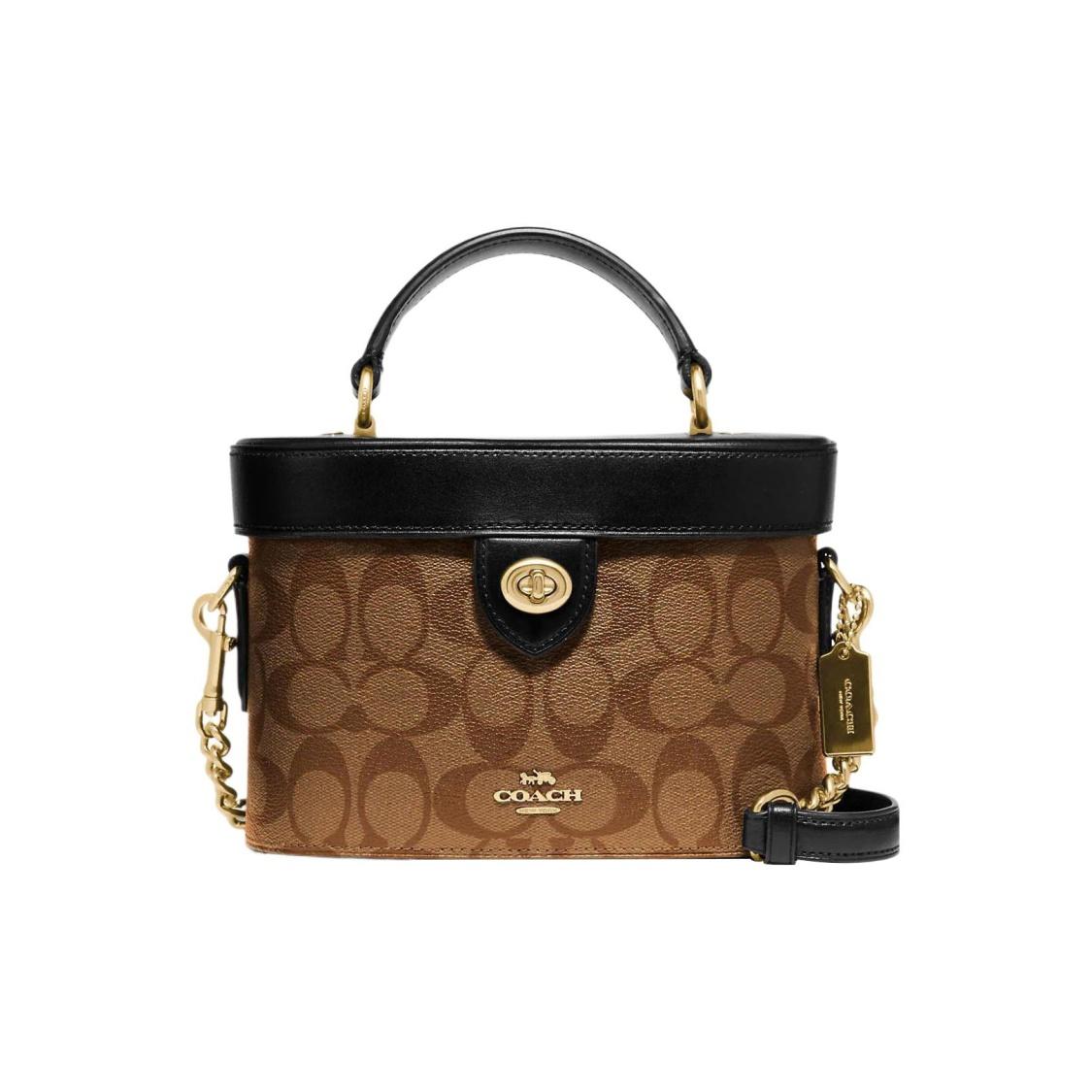 

COACH Kay 20 Класична Сумка-Коробка з Повним Логотипом Одноплечова Сумка-Кросбоді ПВХ зі Шкіряною Ручкою Маленька Жіноча Чорно-Коричневий Платковий Візерунок Basic Set (Bag+Dust Bag) чорний/коричневий