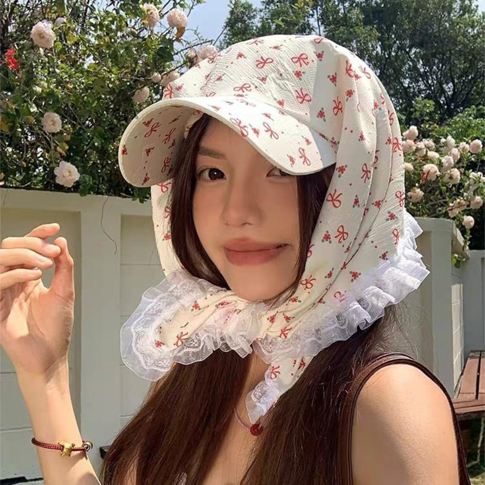 Sweet Lace Headscarf Caps French Pastoral Style Baseball Cap Fashion Sun Hats  Summer