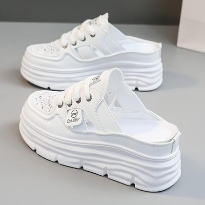 New Breathable Women's Shoes Summer Hollow Thick Sole Platform Casual Skateboard Sneakers