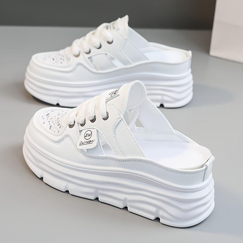 New Breathable Women's Shoes Summer Hollow Thick Sole Platform Casual Skateboard Sneakers