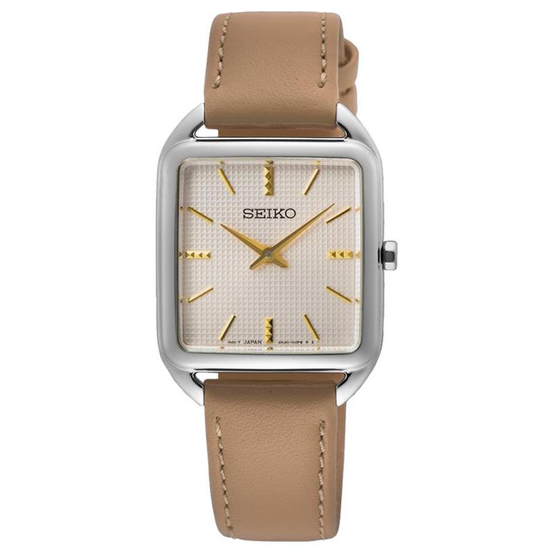 SEIKO 50 meters waterproof Quartz cowhide strap women s watch white dial SWR089 белый