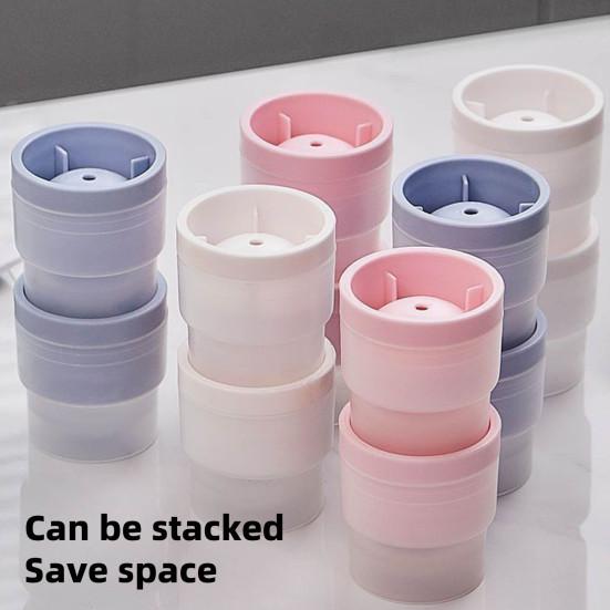 4Pcs Ice Hockey Mold with Lids Easy Release Sphere Ice Cube Maker Stackable Non-stick Puck Mold for Whiskey Cocktails Bourbon