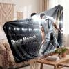 Coperta Personalizzata in Pile Cristiano Ronaldo con Logo Calcio, Testo Nome Personalizzato Morbida Calda Coperta da Divano per la Casa